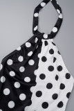 Black Casual Sweet Daily Elegant Simplicity Dot Without Belt Contrast Halter Regular Jumpsuits