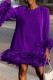 Purple Street Solid Patchwork Feathers O Neck Straight Dresses