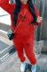 Red Casual Print Letter Hooded Collar Long Sleeve Two Pieces