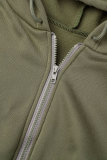 Pink Casual Solid Patchwork Draw String Pocket Hooded Collar Long Sleeve Two Pieces