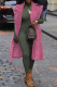 Rose Red Casual Solid Cardigan Turndown Collar Outerwear