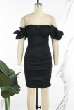 White Casual Sweet Daily Elegant Patchwork Solid Color Dresses
