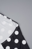 Black Casual Sweet Daily Elegant Simplicity Dot Without Belt Contrast Halter Regular Jumpsuits