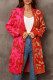 Red Casual Patchwork Buttons Outerwear
