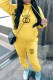 Yellow Casual Print Letter Hooded Collar Long Sleeve Two Pieces