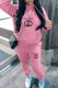 Pink Casual Print Letter Hooded Collar Long Sleeve Two Pieces
