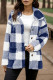 Blue Casual Plaid Buttons Turndown Collar Outerwear