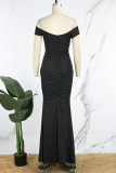 Red Sexy Formal Solid Backless Slit Off the Shoulder Long Dress Dresses