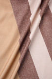 Apricot Brown Casual Daily Plaid Bandage Printing Turndown Collar Short Sleeve Dress Dresses