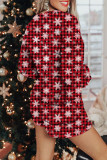 Red White Casual Print Patchwork Draw String Christmas Day Sleepwear