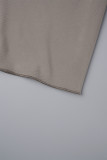 Coffee Sexy Solid Bandage Patchwork Slit O Neck Wrapped Skirt Dresses