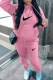 Pink Casual Print Patchwork Hooded Collar Long Sleeve Two Pieces