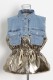 Gold Casual Patchwork Contrast Turndown Collar Outerwear