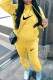 Yellow Casual Print Patchwork Hooded Collar Long Sleeve Two Pieces
