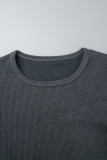 Grey Casual Solid Basic O Neck Long Sleeve Two Pieces