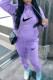 Purple Casual Print Patchwork Hooded Collar Long Sleeve Two Pieces