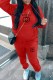 Red Casual Print Letter Hooded Collar Long Sleeve Two Pieces