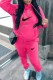Rose Red Casual Print Patchwork Hooded Collar Long Sleeve Two Pieces