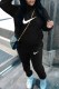 Black Casual Print Patchwork Hooded Collar Long Sleeve Two Pieces