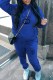 Royal Blue Casual Print Letter Hooded Collar Long Sleeve Two Pieces
