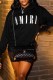 Black Casual Print Letter Hooded Collar Tops
