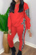 Red Elegant Print Patchwork O Neck Long Sleeve Two Pieces