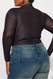 Blue Sexy Print Patchwork Half A Turtleneck Skinny Bodysuits