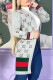 Grey Elegant Letter Patchwork V Neck Outerwear