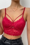 Red Sexy Casual Solid Patchwork Backless Spaghetti Strap Tops