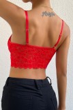 Burgundy Sexy Casual Solid Patchwork Backless Spaghetti Strap Tops