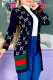 Black Elegant Letter Patchwork V Neck Outerwear