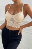 Light Purple Sexy Casual Solid Patchwork Backless Spaghetti Strap Tops