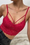 Red Sexy Casual Solid Patchwork Backless Spaghetti Strap Tops