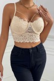 White Sexy Casual Solid Patchwork Backless Spaghetti Strap Tops