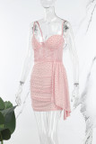 Pink Sexy Sweet Daily Party Elegant Hot Drill Spaghetti Strap Dresses