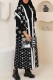 Black And White Celebrities Elegant Letter Patchwork V Neck Outerwear
