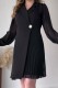 Black Casual Solid Patchwork Pleated Turndown Collar Long Sleeve Dresses