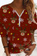 Deep Red Casual Print Patchwork Zipper O Neck Tops