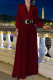 Purplish Red Casual Patchwork With Belt V Neck Regular Jumpsuits