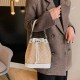 Khaki Street Elegant Letter Patchwork Draw String Bags