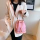 Pink Street Elegant Letter Patchwork Draw String Bags