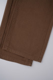 Light Brown Casual Solid Basic High Waist Regular Denim Jeans