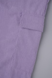 Purple Casual Solid Patchwork Pocket Loose High Waist Wide Leg Solid Color Bottoms