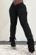 Black Casual Solid Patchwork Skinny Mid Waist Pencil Solid Color Trousers
