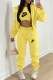 Yellow Casual Print Letter Hooded Collar Long Sleeve Three Pieces