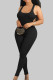 Black Sexy Solid Hollowed Out Patchwork U Neck Skinny Jumpsuits