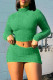 Green Sexy Solid Bandage Patchwork Backless O Neck Long Sleeve Two Pieces