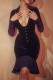 Purple Sexy Solid Patchwork Buckle Flounce Asymmetrical Collar Long Sleeve Dresses