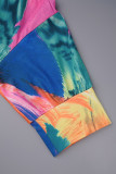 Multicolor Casual Print Patchwork V Neck Regular Jumpsuits