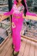 Rose Red Street Print Patchwork Hooded Collar Long Sleeve Two Pieces